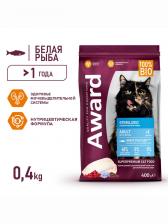 Сухой корм AWARD Sterilized для взрослых стерилизованных кошек с белой рыбой (лён, клюква, цикорий) 400 г