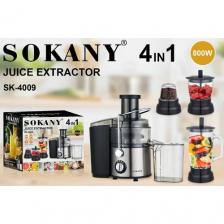 Кухонный комбайн, соковыжималка 4в1 SOKANY SK-4009/насадки из высококачественной нержавеющей стали/MULTIFUNCTIONAL/ножки-присоски/серебристый