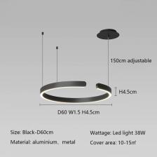 Подвесная LED люстра ABCZ Brand Name SaloEElaitte, черная/белая, алюминий, металл, круглый, D40/60/80 см