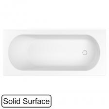 Ванна из искусственного камня WHITECROSS Gin 170x75 см, пристенная, матовая белая, на ножках, со сливом-переливом, фурнитура белая