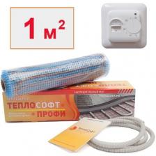 Теплый пол под плитку нагревательный мат Теплософт Профи 1 м2 150Вт с терморегулятором