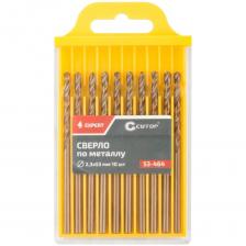 Сверло по металлу EXPERT 10 шт, 2.3x53 мм CUTOP 53-464 предназначено для сверлений отверстий в углеродистых и легированных сталях, серых и ковких чугунах, цветных металлах и пластике. Изготовлено из высококачественной стали типа HSS. Благодаря сплаву с добавлением 6% вольфрама и 5% молибдена сверло способно выдержать высокие температуры, а 4% хрома и 2% ванадия в составе предотвращают коррозию сверла, продлевая срок службы изделия. Уникальная ступенчатая закалка придает высочайшую твердость режущей кромке и хвостовику сверла, а также способствует повышенной устойчивости к излому. Сверло имеет крестообразный угол заточки 135 градусов, что обеспечивает малое значение биения и позволяет производить точные и одинаковые отверстия.