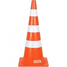 Конус дорожный 750мм, 3 световозвр.полосы, оранжевый AIRLINE AKON015 Конусы дорожные предназначены для регулировки движения транспорта и пешеходов, помогают водителям увидеть препятствия издалека и безопасно запланировать маневр. Изготовлены из специального морозостойкого пластика и редко ломаются при наезде автомобиля. С одной стороны это помогает защитить транспорт от потенциальных царапин на кузове, а с другой, позволяет дольше использовать конусы, после наезда конусы быстро принимают свою исходную форму. Конусы оснащены светоотражающей полосой, делающей их заметными даже в темное время. В плоскости вершины присутствует отверстие нормированного диаметра 40 мм для размещения вехи или вставного сигнального фонаря ФС4. Артикул: AKON015 Состав: пластик Цвет: Ярко-оранжевый Материал: Мягкий пластик Вид: Упругий Форма основания: Квадрат Размер основания, мм: 350 Диаметр верхнего отверстия, мм: 40 Мин. температура эксплуатации, °С: -30 Кол-во полос, шт: 3 Высота полосы, мм: от 50 Макс. температура эксплуатации, °С: 50