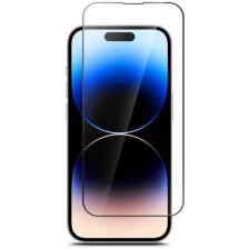 Защитное стекло для iPhone 14 Plus / 13 Pro Max / Стекло на Айфон 14 Плюс / 13 Про Макс закруглённые края / полноэкранное / черная рамка