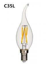 5 шт. светодиодные свечи накаливания Эдисона, золотой C35 C35L 2 Вт 4 Вт 6 Вт теплый белый с регулируемой яркостью E14 E12 E27 220 В 110 В для хрустального светильника