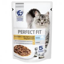 корм для кошек PERFECT FIT чувствительное пищеварение с лососем 75г