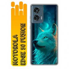 Чехол для Motorola Edge 50 Fusion с принтом волк (Моторола Эдж 50 Фьюжн)