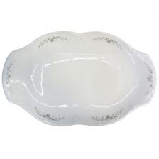 блюдо CMIELOW Камелия Серый орнамент овальное фарфор