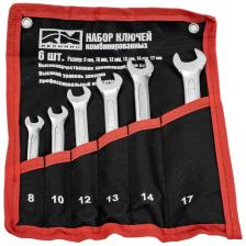 Набор комбинированных ключей предназначен для широкого спектра ремонтных и монтажных работ. Ключи выполнены из качественной хромованадиевой стали холодного штампа, благодаря чему отличаются надежностью и долговечностью. Набор ключей поставляется в удобной сумке для рационального хранения и транспортировки. Антикоррозийное покрытие продлевает срок службы.