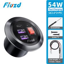 Автомобильное зарядное устройство PD3.0 и QC3.0, два порта USB C со светодиодным переключателем, 54 Вт, быстрая зарядка 12 В/24 В для адаптера Moto