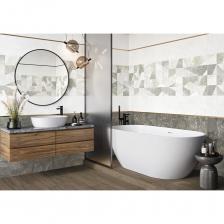 Матовая коллекция настенной плитки Land в формате 300x900 мм. Представляет собой сочетание текстуры камня кварцита и бетона. Приятный оттенок светлой базовой плитки гармонично сочетается с многоцветной темной базой. Все это соединяется в декоративных массивах, в двух цветовых вариантах с геометричным рисунком. Все плитки коллекции произведены на рельефе. В зависимости от стиля и дизайна общего пространства есть выбор комбинирования плиток между собой, чтобы создать интерьер под свой запрос. Оригинальным решением будет оформление лофт-пространств или брутальных интерьеров. Плитка имеет ректифицированный край, он является дополнительным преимуществом, позволяющим осуществить укладку с минимальным швом. В состав коллекции входит золотой бордюр и напольный компаньон в виде керамогранита с текстурой кварцита в формате 600x600 мм, также предлагается керамогранит с текстурой дерева в формате 200x900 мм