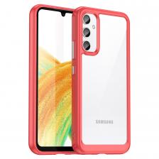 Чехол противоударный с мягкими усиленными рамками красного цвета для Samsung Galaxy A34 5G, мягкий отклик кнопок