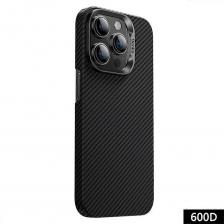 Чехол-накладка Benks Magnetic Carbon 600D Kevlar Case для iPhone 15 Pro карбоновый кевлар (арамид) (черно-серый)