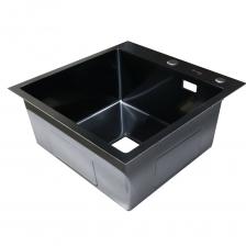 Нержавеющая врезная мойка SANTREK 500x500x220 т 3,0 ЧЕРНАЯ D5050HB (+ сифон квадратный + дозатор + коландер 440x220) AQUA 312399