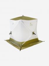 Палатка зимняя куб Следопыт 1,5 х1,5 м, Oxford 210D PU 1000, S по полу 2,2 кв.м, цвет оливковый, белый., Зеленый