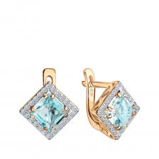 Золотые серьги с топазами и фианитами