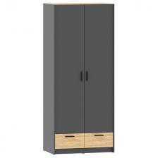 шкаф Оттавия 2 двери и 2 ящика 932х590х2204мм антрацит/дуб крафт золотой