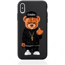 Черный силиконовый чехол для iPhone Xs Max Мишка Compton для Айфон 10С Макс