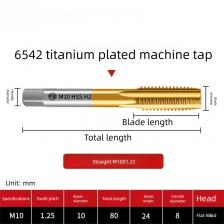 TG HSS Машинный метчик с метрической винтовой метчикой Инструмент для сверления и резьбы 6542, содержащий кобальт, титановый метчик для обработки