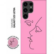 Матовый чехол Faces для Samsung Galaxy S23 Ultra / Самсунг С23 Ультра с 3D эффектом розовый