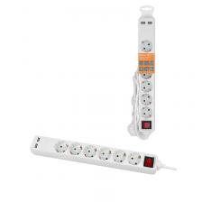 Удлинитель бытовой У06В-USB 6 гнезд, 2USB 2,4А, 1,5 м, вык., з/к, ПВС 3х0,75мм2 10А/250В белый TDM, цена за 1 шт