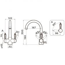 Смеситель для кухни OMOIKIRI Okinawa 2 (4994255) с подключением к фильтру, античное серебро