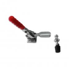 Вертикальный механический зажим усилие 100 кг для фиксации деталей. Простой и удобный инструмент, который можно использовать как в быту, так и на производстве. Модель оснащена U-образной прижимной штангой.Тип крепления: струбцина, зажим, быстрозажимные. Вид струбцины: вертикальная.Технические характеристики:Вес: 117 г. Нагрузка: 100 кг. Угол раскрытия прижимной штанги: 90°. Угол раскрытия рукоятки: 65°.Размеры на чертеже:Посадочная площадка: 28х29 мм. Вылет штанги: 42 мм. Высота пятки: 19,3 мм. Габариты (ДхШ): 105х28 мм.