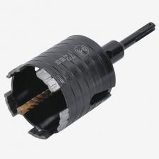 Коронка алмазная по бетону 72мм 5 турбосегментов безударная MONOGRAM 108-179 применяется на перфораторах с креплением SDS+. Предназначена для просверливания отверстий в бетоне, армированном бетоне, кирпиче, а также в природном и искусственном камне.Корпус коронки изготовлен из высококачественной углеродистой стали. Специальные компенсационные отверстия позволяют погасить вибрацию, значительно снижают уровень шума при работе, способствуют быстрому охлаждению инструмента, а также используются для удаления керна. В комплект входит адаптер с хвостовиком SDS+ и центровочным сверлом, позволяющим надежно фиксировать коронку во время начала сверления.