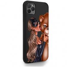 Черный силиконовый чехол MustHaveCase для iPhone 11 Pro Max Кошечка и мишка для Айфон 11 Про Макс