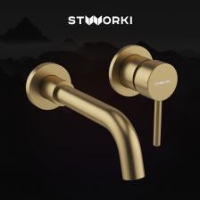 Смеситель для раковины STWORKI Эстерсунд S31040GM С ВНУТРЕННЕЙ ЧАСТЬЮ, матовое золото