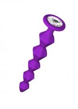 Анальная игрушка Фиолетовая анальная цепочка с кристаллом Buddy - 17,7 см.