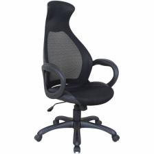 Кресло для руководителя BRABIX Premium Genesis EX-517, пластик черный, ткань/экокожа/сетка черная