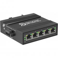 Промышленный неуправляемый коммутатор DASW-205 с уровнем L2 и двойным питанием 12 - 58В DC предназначается для построения отказоустойчивых сетей Ethernet в условиях жесткой эксплуатации. Благодаря компактному металлическому корпусу на DIN-рейку и поддержке резервного питания, коммутатор обеспечивает бесперебойную передачу данных в системах автоматизации, энергетики, транспорта и других отраслях промышленности. Порты коммутатора RJ45 не требуют настройки и автоматически определяют MAC адреса подключаемых устройств и тип подключения. Промышленный коммутатор DASW-205 имеет алюминиевый корпус и безвентиляторное охлаждение с степенью защиты IP40. Основные преимущества коммутатора DASW-205: Тип устройства: Неуправляемый коммутатор Питающее напряжение: 12 - 58В DC Резервное напряжение: 12 - 58В DC Мощность: 5Вт Уровень коммутатора: L2 Количество портов RJ45 10/100BASE-T: 5шт Поддерживаемые топологии сети: Дерево, звезда, шина Максимальная длина линии Ethernet: 100м Коммутационная ёмкость: 1Гбит/с Скорость передачи: 0,744MПак/с Таблица МАС-адресов: 2К Ёмкость буфера: 768К Стандарты Ethernet: IEEE 802.3/802.3u/802.3x Электрическая прочность изоляции портов Ethernet: не менее 2кВ Наработка на отказ (MTBF): 100000ч Крепление: DIN-рейка Относительная влажность: 10-90%