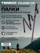 Палки для скандинавской ходьбы TERRO - карбоновые складные, Красный