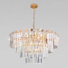 Подвесная каскадная люстра хрусталь 10130/10 золото Eurosvet Elegante (Умный дом, Алиса, WiFi, голосовое управление)