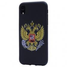 Силиконовый чехол на Apple iPhone XR / Эпл Айфон Икс Эр с рисунком "Герб России" Soft Touch черный