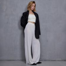 Брюки палаццо женские из шифона MINAKU: Casual Collection, белые, размер 50