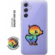 Силиконовый чехол на Samsung Galaxy A54 5G, Самсунг А54 с 3D принтом "Pixel Duck" прозрачный