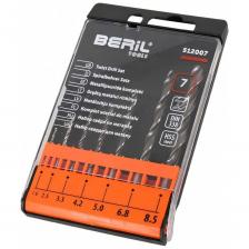 Набор сверл по металлу 1.6-8.5 мм, 7 шт., пластиковый футляр 512007 Beril 13583
