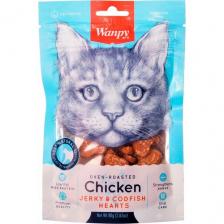 Wanpy Лакомство «сердечки» из курицы с треской, для кошек, 80 г