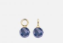 Подвески на серьги золотые С синими финиатами 3,75 мм 2 шт BLUSH