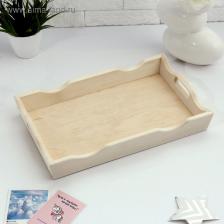 Поднос деревянный фигурный для завтрака, 40x25 см, со вставкой