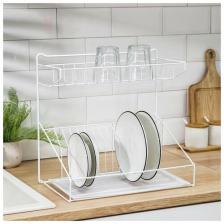 Сушилка для посуды с поддоном, 38?24?37 см, цвет белый