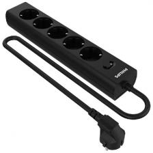 Сетевой фильтр Philips 5 розеток, кабель - 3 м, черный