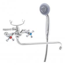 Смеситель для ванны RAIN Нефрит длинный излив 40 см., с набором для душа, керамический дивертор 561-260