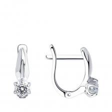 Серебряные серьги с фианитами и родированием