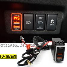 QC 3.0 Автомобильное быстрое зарядное устройство с двумя USB-портами для телефона Кабель 12 В для адаптера питания Nissan Аксессуары со светодиодным цифровым дисплеем