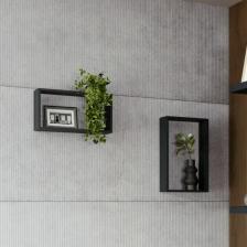 Полка настенная Spaceo 45x27 см/40x22 см МДФ цвет чёрный 2 шт