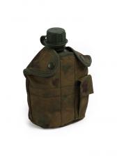 Фляжка армейская походная Adventure, 1 л, для воды, с котелком, пластик, зелёная, чехла, мох