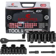 Набор инструментов EVERFORCE из 43 предметов — это идеальный помощник для каждого автомобилиста и мастера на все руки. Комплект включает в себя все необходимое для обслуживания и ремонта автомобилей, мотоциклов, велосипедов, а также для выполнения различных домашних задач. Он подходит как для автолюбителей, так и для профессионалов, обеспечивая универсальность и функциональность в гараже, на СТО или дома.Все в одном кейсе: Стильный пластиковый кейс позволяет удобно хранить и переносить инструменты, что делает их всегда доступными.Удлинители и шарнир карданный: Эти аксессуары идеально подходят для решения сложных задач, от замены масляного фильтра до комплексного ремонта автомобиля.Универсальность: Набор подходит для работы с автомобилями, мотоциклами и велосипедами, а также для выполнения строительных и бытовых задач.Надежность и долговечность: Изготовлен из прочных материалов, которые гарантируют долгий срок службы и устойчивость к износу.Практичный дизайн: Удобные рукоятки и реверсивная трещотка облегчают выполнение даже самых трудоемких операций, обеспечивая комфорт в использовании.Этот набор инструментов подходит для выполнения широкого спектра задач как в автомобиле, так и дома: от замены колес до ремонта бытовых приборов. Он станет вашим надежным помощником в любых ситуациях!